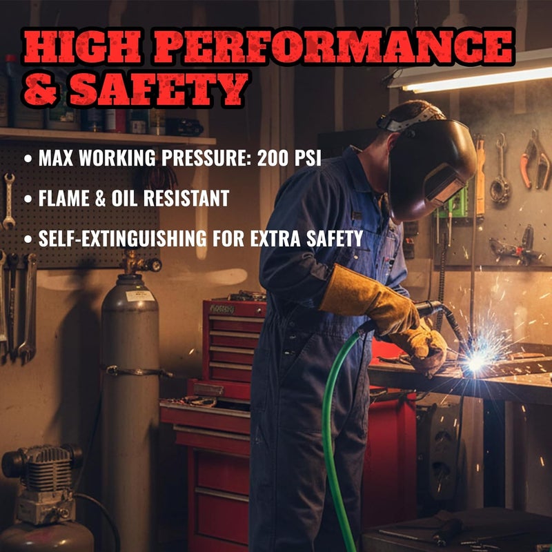 STARTECHWELD 50 FT Argon Gas Hose, Inert Gas Welding Hoses for MIG/TIG Welding Regulator，Argon/CO2 Flowmeter Regulator Hose, 5/8" UNF-18RH, NPT Fittings, (50 Feet) AH-50-G - Image 5